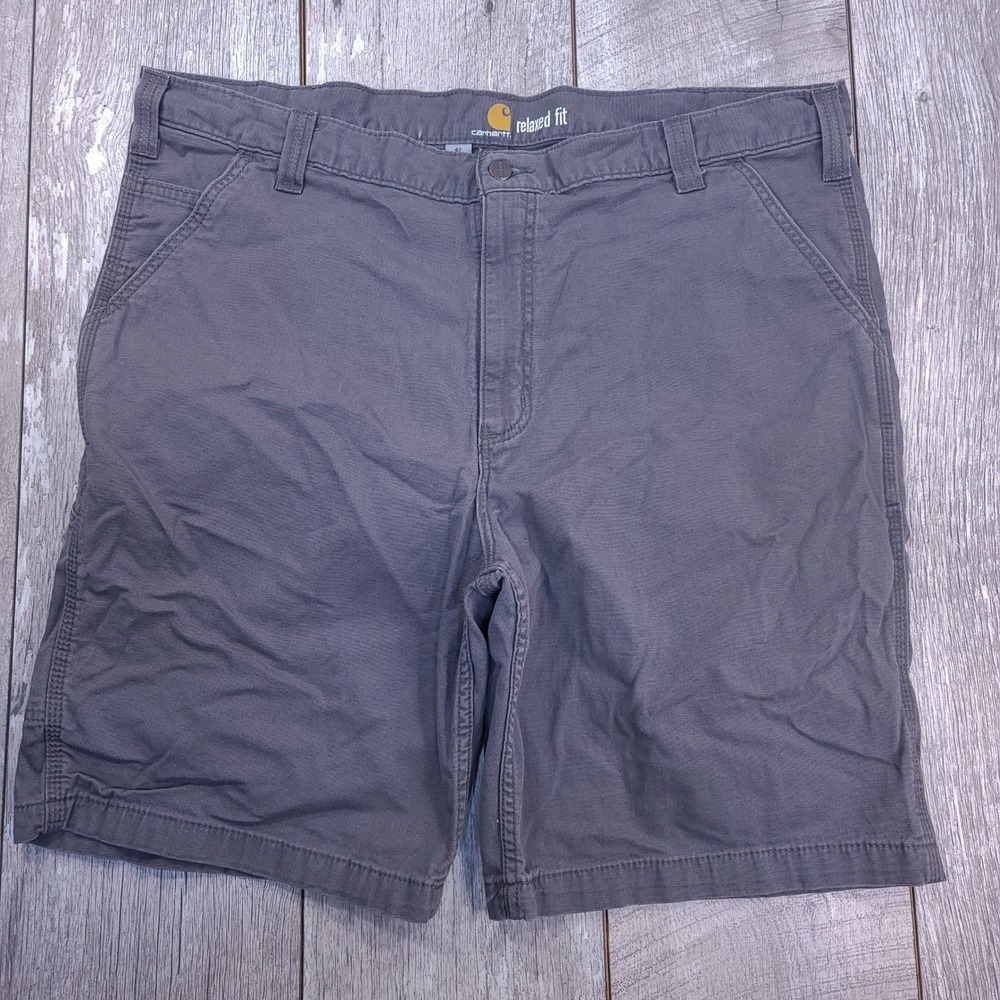 Carhartt Rigby Dungaree Shorts Mens 42 Gray Relaxed Fit Canvas Rugged Flex